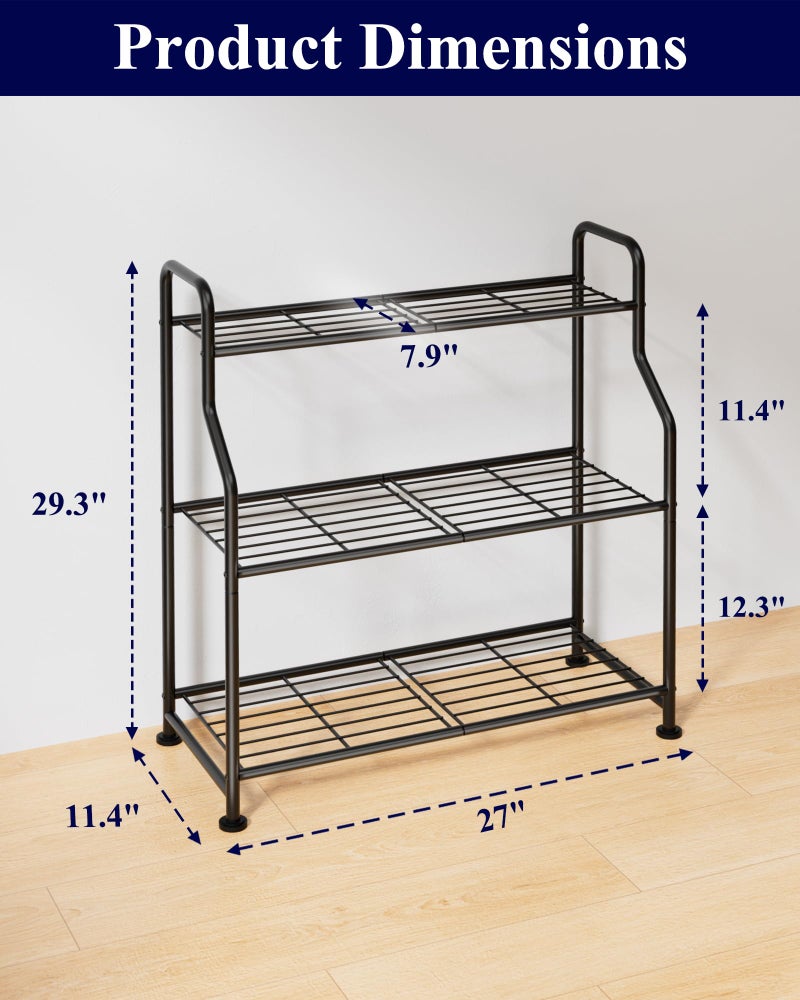 Kitsure Plant Stand Indoor & Outdoor - 3-Tier Metal Plant Shelf with Adjustable Leveling Feet, Easy to Assemble Planter Stand for Patio, Balcony, or Garden (Black, 27" x 11.4" x 29.3") - Image 3