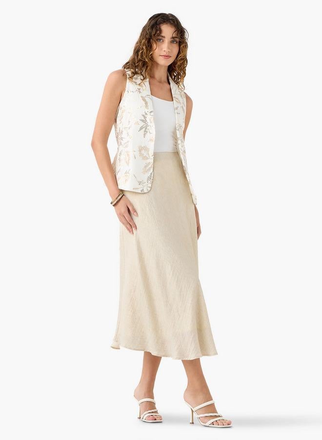 ايكونيك تنورة ميدي أيقونية بتصميم - مزخرف مع سحاب إغلاق - Image 2