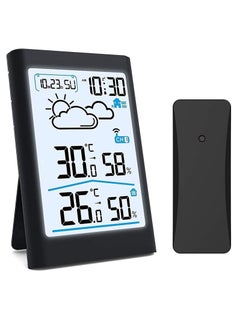 Excefore Wireless Indoor Outdoor Thermometer, Wireless Digital Hygrometer, Temperature Gauge with Time and Humidity, Outside Thermometer Gauge for Patio  - Image 1