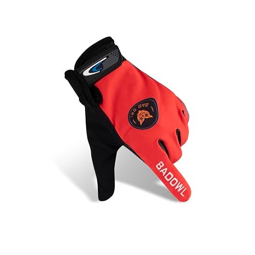 BADOWL Street Hawk Bike Riding Gloves for Men and Women – Full Finger Protection, Non-Slip Grip, Breathable Material, Ideal for Cycling, Motorbike and Outdoor Sports (Red, L) - Image 2