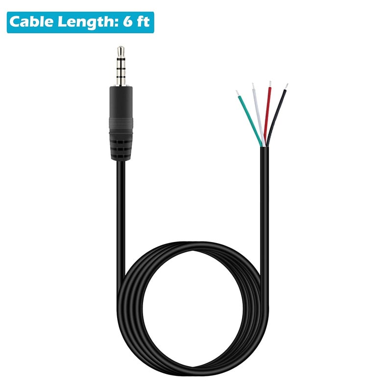 Fancasee 6FT 3.5mm 1/8" to Speaker Wire TRRS Stereo Male Plug to Bare Wire Pigtail 3.5mm Jack Connector Adapter Repair Audio Cable for Microphone Headphone Headset Earphone Speaker - Image 4