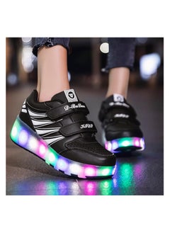 Generic Roller Shoes Sneakers,Roller Skates for Kids,Skates Shoes with Wheels LED Light for Kids (Black)  - Image 3