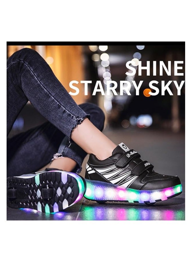 أحذية رياضية بعجلات، أحذية تزلج بعجلات للأطفال، أحذية تزلج بعجلات مع إضاءة LED للأطفال (أسود) - Image 5
