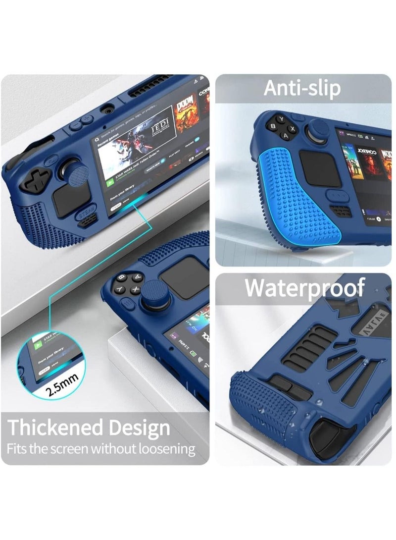 Anmi 2023 Steam Deck Standing Protective Case, Thickening Silicone Accessories Protector, Soft Cover Skin Shell with 2 Pairs Thumb Grips, Full Protection Kit to Anti-Slip for Valve Stream Deck - Image 4