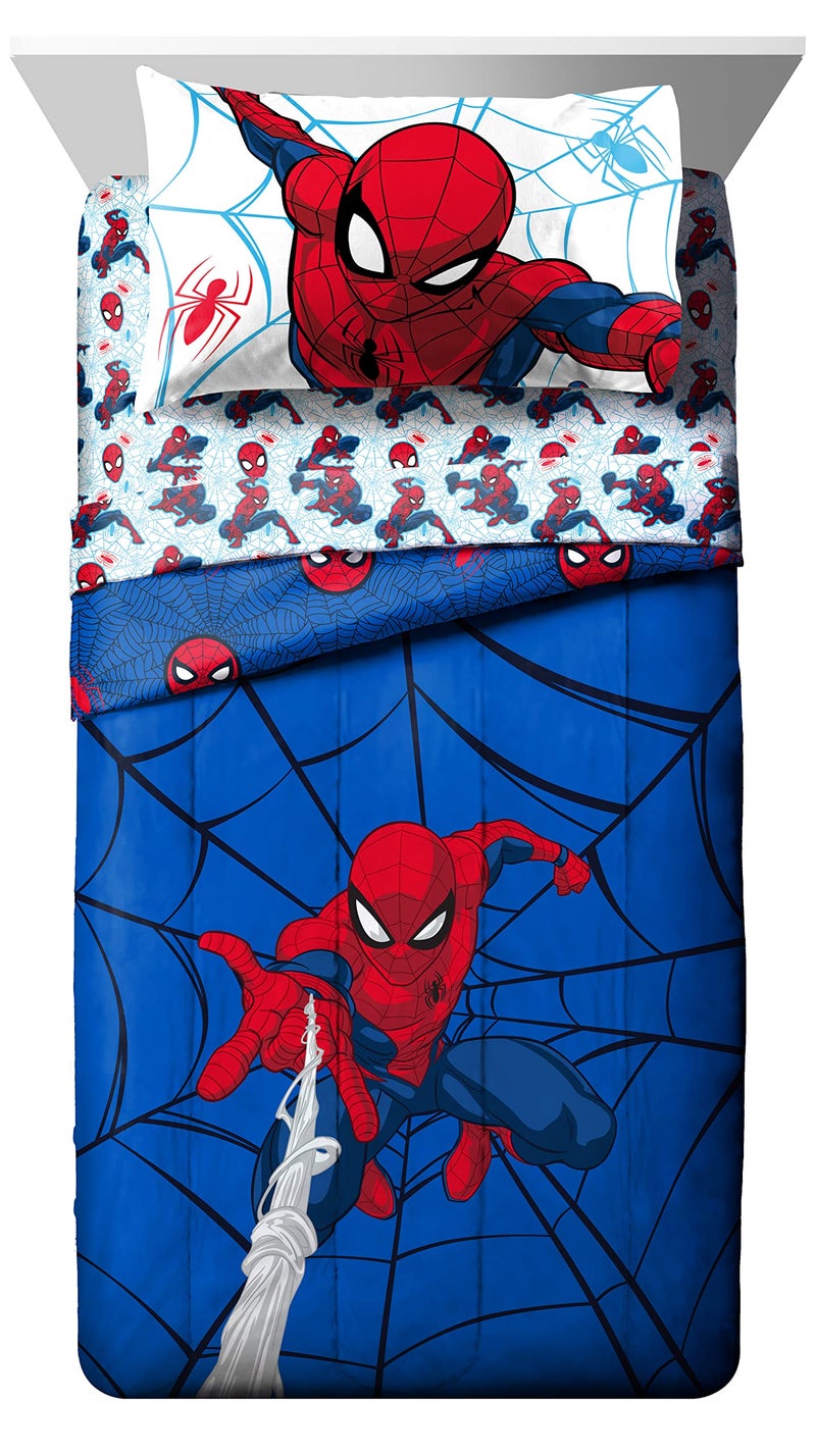 Jay Franco Marvel Spiderman Webtastic 7 Piece Full Size Bed Set - Includes Reversible Comforter & Sheet Set - Super Soft Kids Bedding Fade Resistant Microfiber (Official Marvel Product) - Image 2