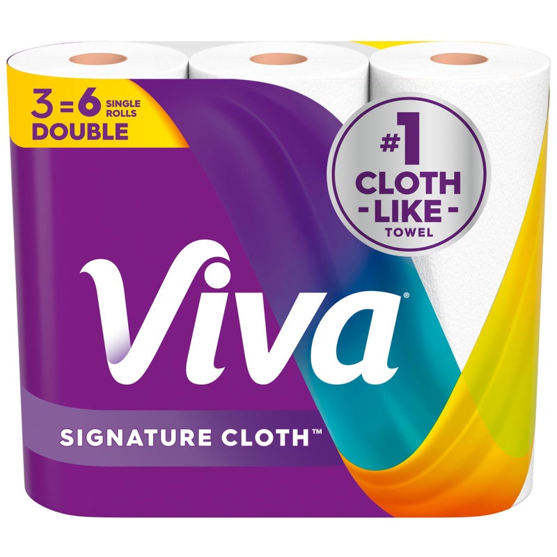 Viva Signature Cloth Paper Towels, Choose-A-Sheet Size, 3 Double Rolls, 86 Sheets per Roll (Packaging May Vary) - Image 1