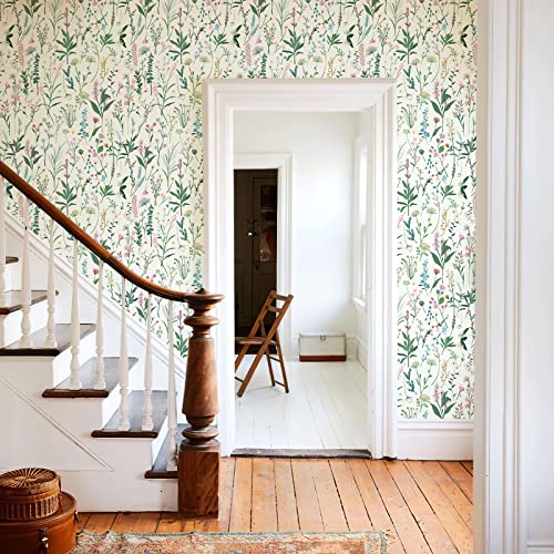 JiffDiff Floral Wallpaper Peel and Stick 118" x 17.3" Wall Paper for Bathroom Wild Flower Wallpaper Vinyl Contact Paper Cabinet Shelf Decor Wall Decor Coverage 14 sq.ft - Image 4
