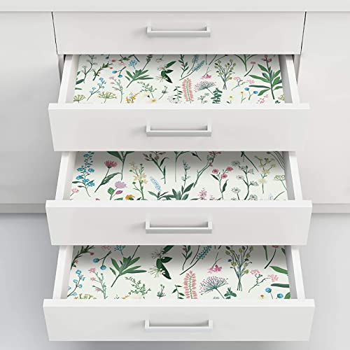 JiffDiff Floral Wallpaper Peel and Stick 118" x 17.3" Wall Paper for Bathroom Wild Flower Wallpaper Vinyl Contact Paper Cabinet Shelf Decor Wall Decor Coverage 14 sq.ft - Image 5