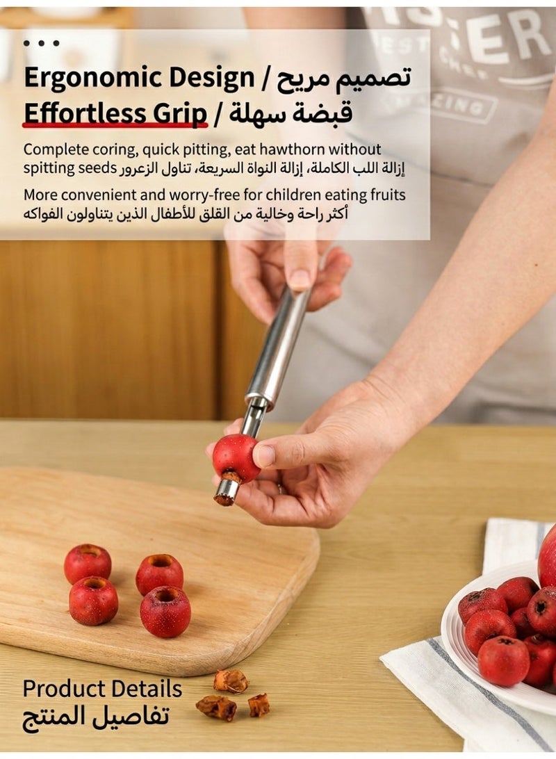 Corer and Pitter Set 4PCS Stainless Steel Fruit & Vegetable Corers Multi Size Apple Pear Cherry Core Remover Tool with Serrated Blade - Image 5