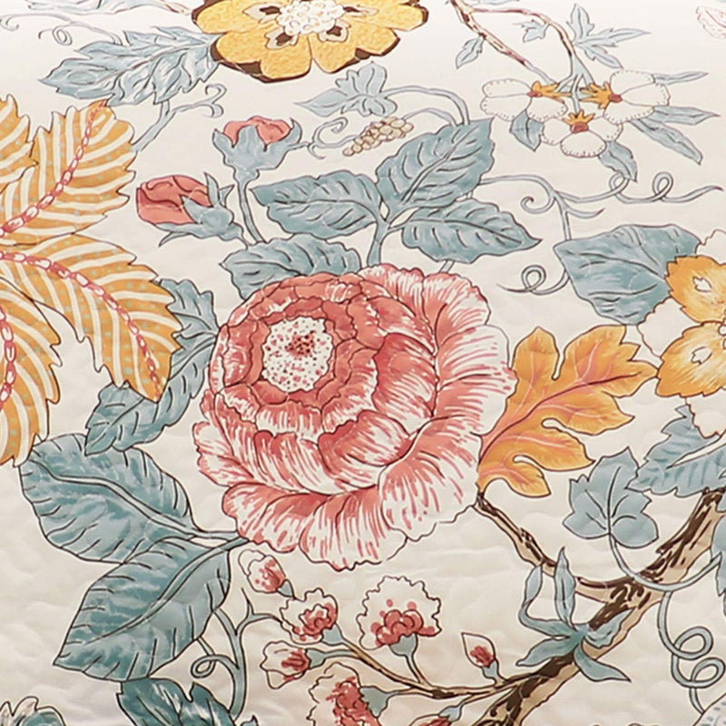 Lush Decor Sydney Furniture Protector, Couch Cover, 116" W x 75" L, Blue & Yellow - Flower Leaf Garden - Quilted Floral Sofa Cover - Country Cottage Slipcover - Pet Couch Covers - Image 4