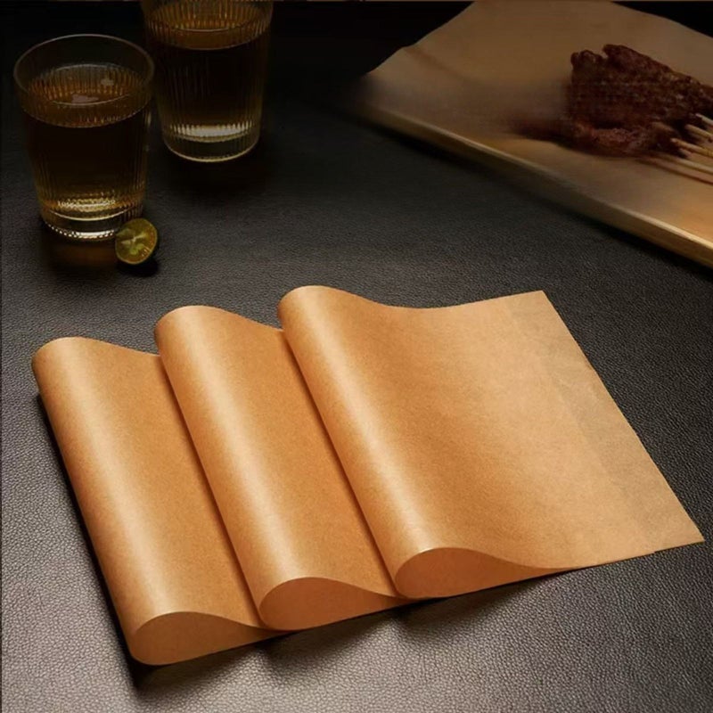 Wood Color Square Silicone Baking Paper 100 Pcs Oil Proof Non Stick High Temperature Resistant - Image 2