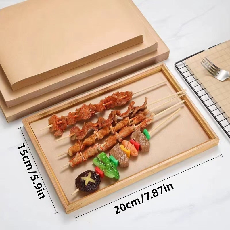 Wood Color Square Silicone Baking Paper 100 Pcs Oil Proof Non Stick High Temperature Resistant - Image 3
