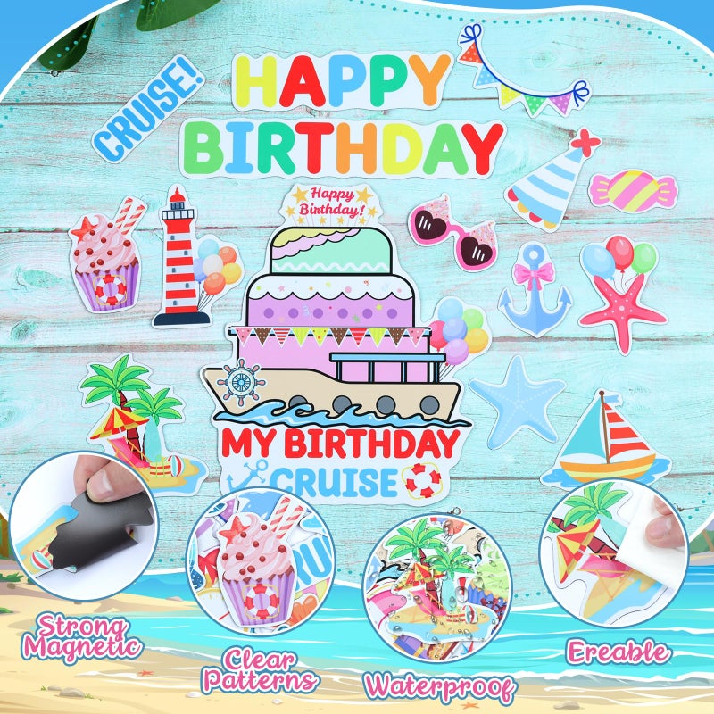 TREACLUB 27PCS Birthday Cruise Door Decorations Happy Birthday Magnetic Cruise Cabin Magnets Funny Carnival Cruise Ship Decorations for Stateroom Cabin Door Refrigerator Car Computer, HQ-555 - Image 3