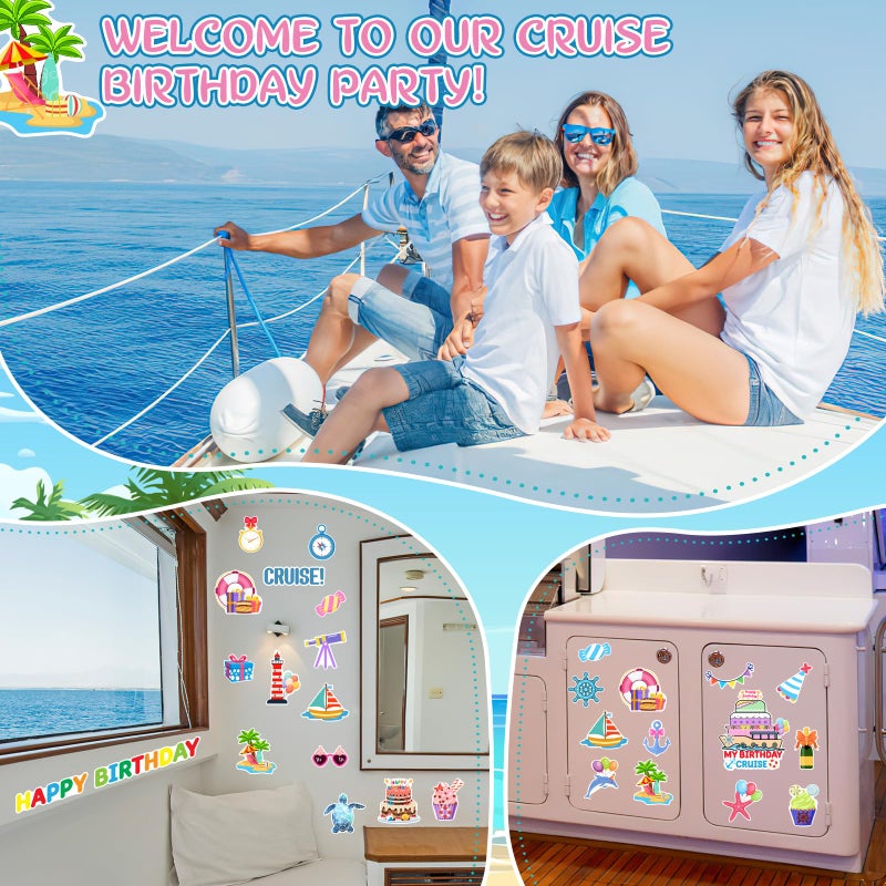 TREACLUB 27PCS Birthday Cruise Door Decorations Happy Birthday Magnetic Cruise Cabin Magnets Funny Carnival Cruise Ship Decorations for Stateroom Cabin Door Refrigerator Car Computer, HQ-555 - Image 5