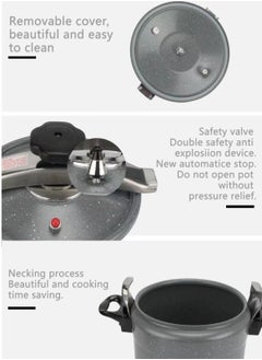 HTH Large CapacityLiters Multifunction Premium Aluminum Non Stick Quick Cooking Arabic Pressure Cooker Large Capacity Commercial Pressure Cooker Pot Explosion Proof Induction Compatiable Steamer Cooking Pressure Canner with Heat Insulating Handle Leak Free Lid with Double Lock Safety Features 3/5/7/9/11/15 Liters Grey/Black  - Image 4