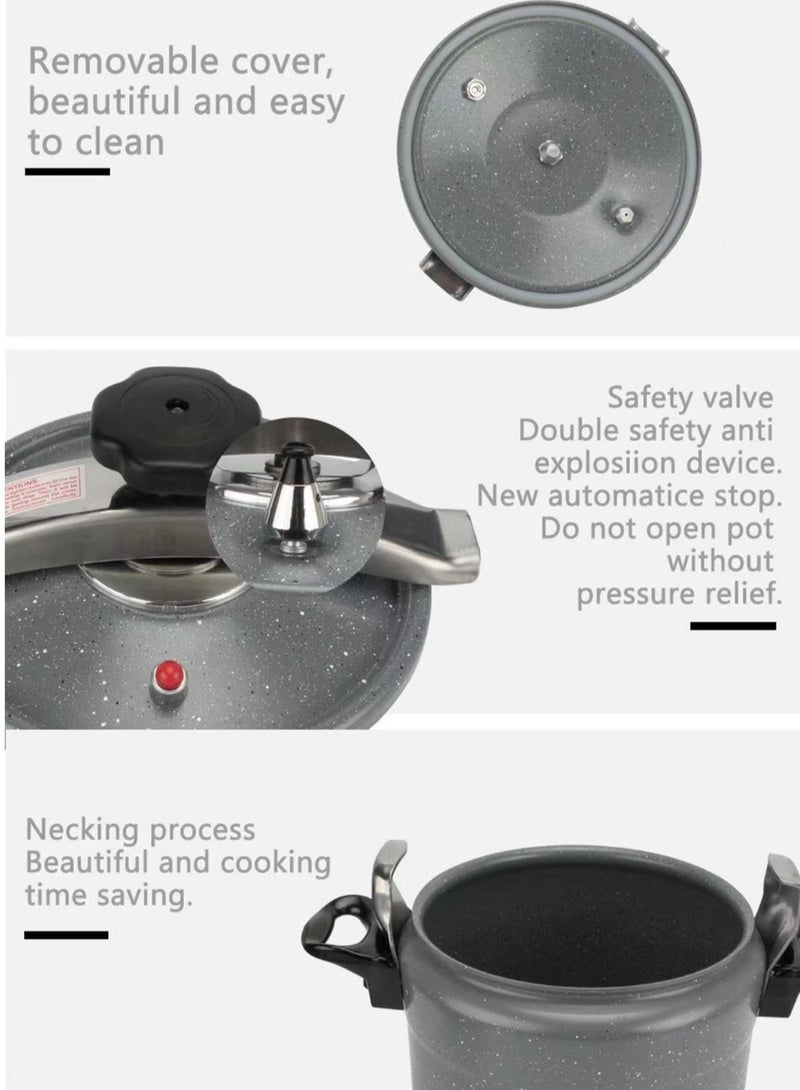 HTH Large CapacityLiters Multifunction Premium Aluminum Non Stick Quick Cooking Arabic Pressure Cooker Large Capacity Commercial Pressure Cooker Pot Explosion Proof Induction Compatiable Steamer Cooking Pressure Canner with Heat Insulating Handle Leak Free Lid with Double Lock Safety Features 3/5/7/9/11/15 Liters Grey/Black - Image 4