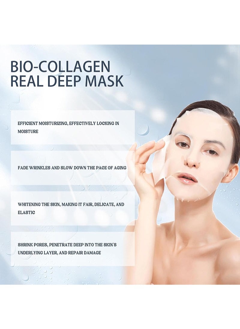 CARVENCHY - Bio-Collagen Real Deep Mask,Bio Collagen Face Mask Overnight 4PCS Bio Collagen Face Mask，Pure Collagen Films Deep Hydrating Firming Hydrogel Mask - Image 1