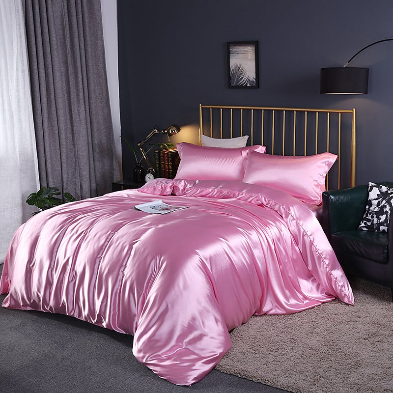 Washed Silk Four-Piece Set Silky Silk Quilt Cover Bed Sheets Ice Silk Bed Sheets 1.8M Bedding Dropshipping - Image 1