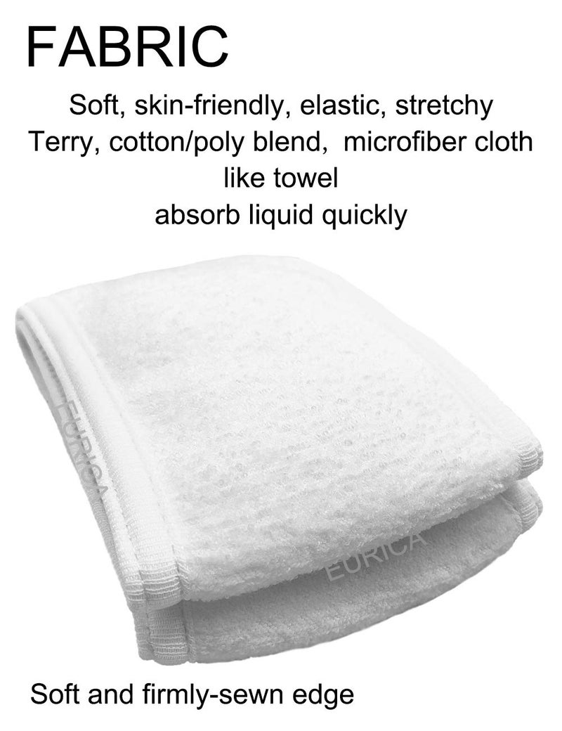 EUICAE Spa Headband Hair Towel Wrap - Non-Slip Stretchable Washable Makeup Facial Treatment and Sport Headband for Face Wash, Fits All (White 50pcs) - Image 2