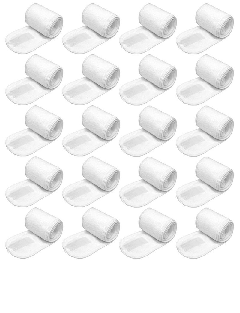 EUICAE Spa Headband Hair Towel Wrap - Non-Slip Stretchable Washable Makeup Facial Treatment and Sport Headband for Face Wash, Fits All (White 50pcs) - Image 1