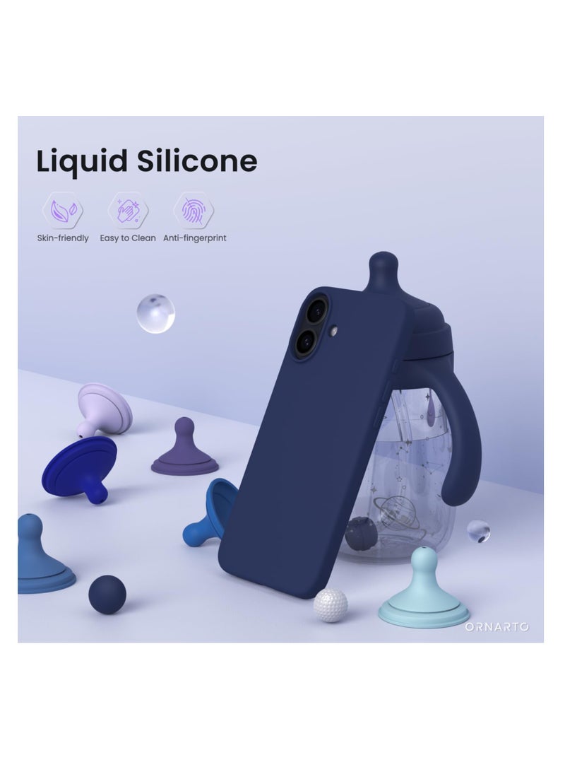 Compatible with iPhone 16 Plus Case, [Silky and Soft Touch Series] Premium Soft Liquid Silicone Rubber Full-Body Protective Bumper Case for iPhone 16 Plus (Dark Blue)