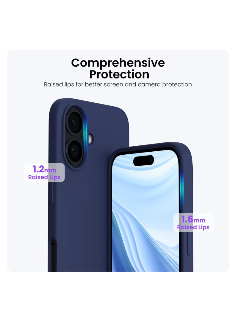 Compatible with iPhone 16 Plus Case, [Silky and Soft Touch Series] Premium Soft Liquid Silicone Rubber Full-Body Protective Bumper Case for iPhone 16 Plus (Dark Blue)