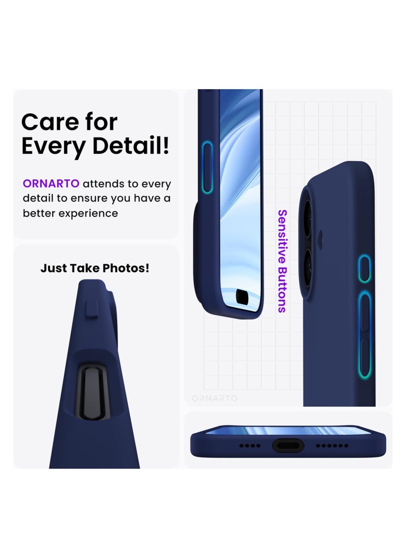 Compatible with iPhone 16 Plus Case, [Silky and Soft Touch Series] Premium Soft Liquid Silicone Rubber Full-Body Protective Bumper Case for iPhone 16 Plus (Dark Blue)
