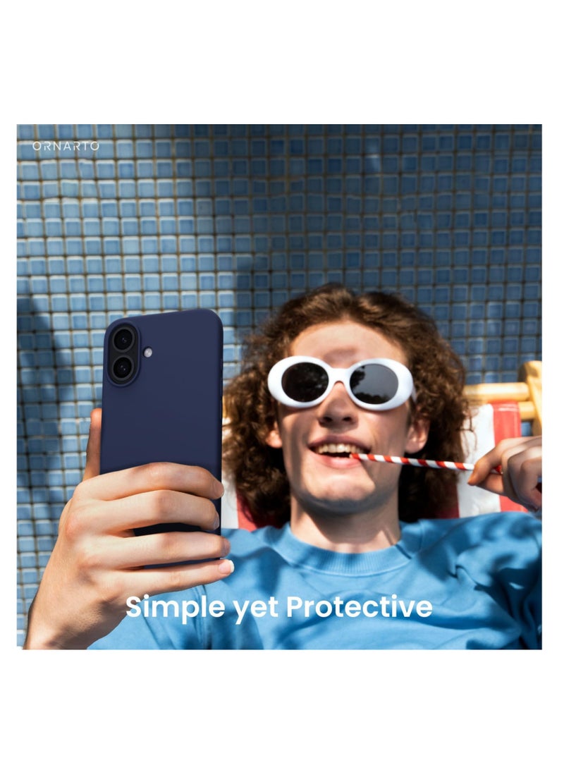 Compatible with iPhone 16 Plus Case, [Silky and Soft Touch Series] Premium Soft Liquid Silicone Rubber Full-Body Protective Bumper Case for iPhone 16 Plus (Dark Blue)