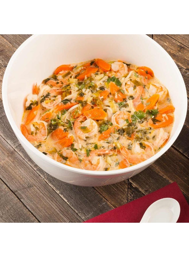 Restaurantware Voga 74 Ounce Angled Bowls, 2 Slant Cut Serving Bowls - Top Rack Dishwashable, Premium, White Melamine Salad Bowls, Serve Hot And Cold Foods, For Parties Or Events - Image 3