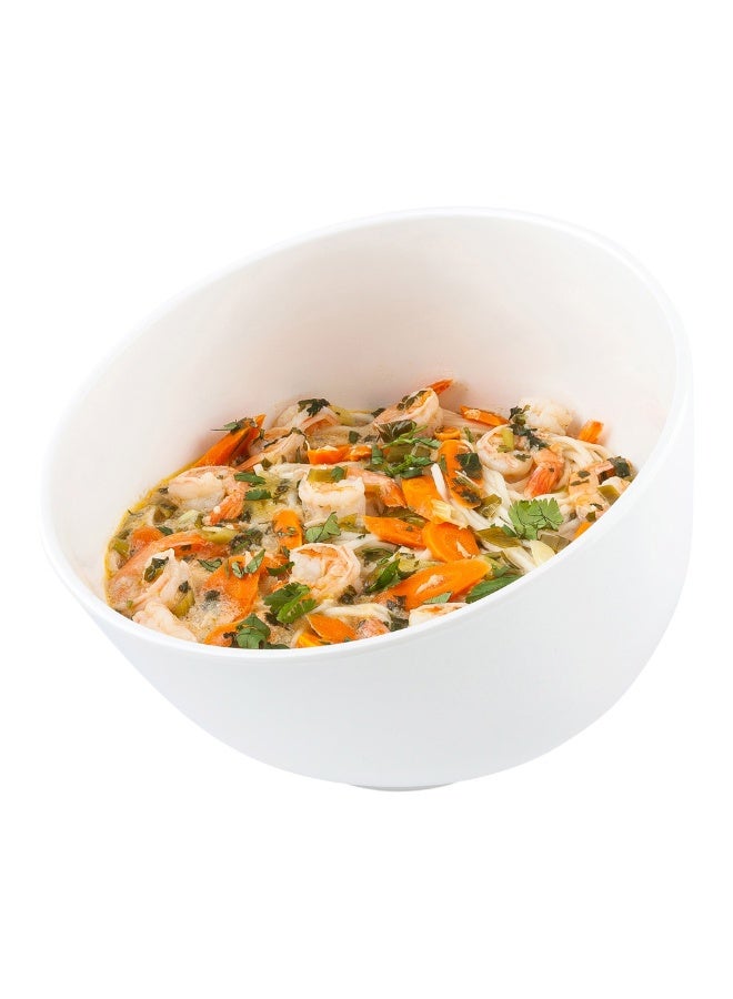 Restaurantware Voga 74 Ounce Angled Bowls, 2 Slant Cut Serving Bowls - Top Rack Dishwashable, Premium, White Melamine Salad Bowls, Serve Hot And Cold Foods, For Parties Or Events - Image 2