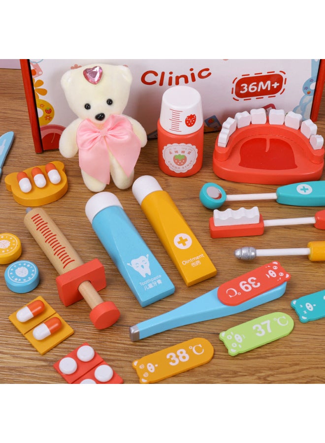 Children's Wooden Small Doctor Toy Doctor Nurse Injection Play House Boy Girl Stethoscope Baby Gift-Color:Gift Box Small Doctor [basic] + Doctor + Nurse's Clothing  - Image 4