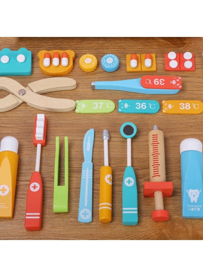Children's Wooden Small Doctor Toy Doctor Nurse Injection Play House Boy Girl Stethoscope Baby Gift-Color:Gift Box Small Doctor [basic] + Doctor + Nurse's Clothing  - Image 5