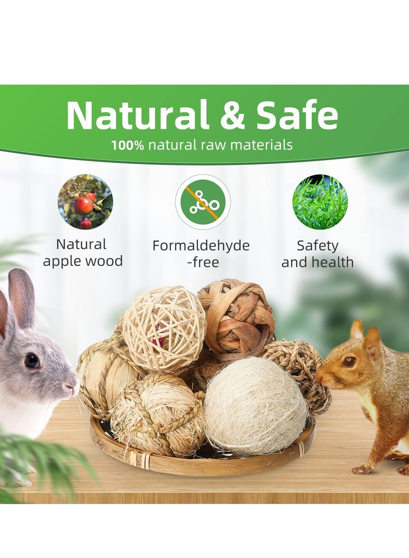 Excefore Natural Grass Balls for Small Pets - Set of 9 Chew Toys to Improve Dental Health of Rabbits, Chinchillas, Hamsters, Gerbils, Rats, Mice. Fun and Beneficial Play Balls - Image 3
