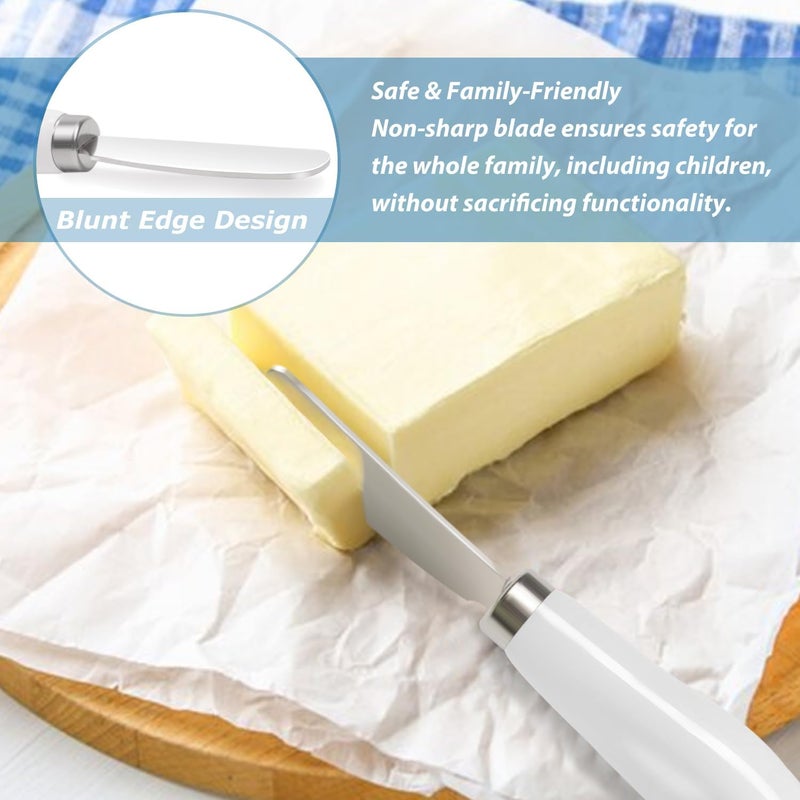 Mlurcu Butter Spreader Knives Set of 2, Stainless Steel Butter Knife with Porcelain Handles, Blunt Edge Cheese Spreader Set for Soft Cheese, Butter, Jam, Charcuterie, Pastry - Image 5