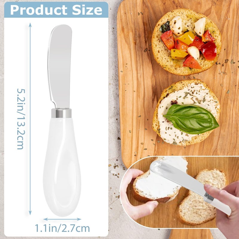 Mlurcu Butter Spreader Knives Set of 2, Stainless Steel Butter Knife with Porcelain Handles, Blunt Edge Cheese Spreader Set for Soft Cheese, Butter, Jam, Charcuterie, Pastry - Image 2