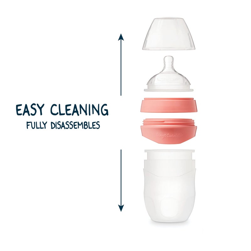 Tiny Twinkle Silicone Baby Bottle with Comfort Grip and Soft Flexible Nipple - Squeezably Soft Baby Bottles for Newborn and Up (Blossom, 6 Ounce) - Image 4