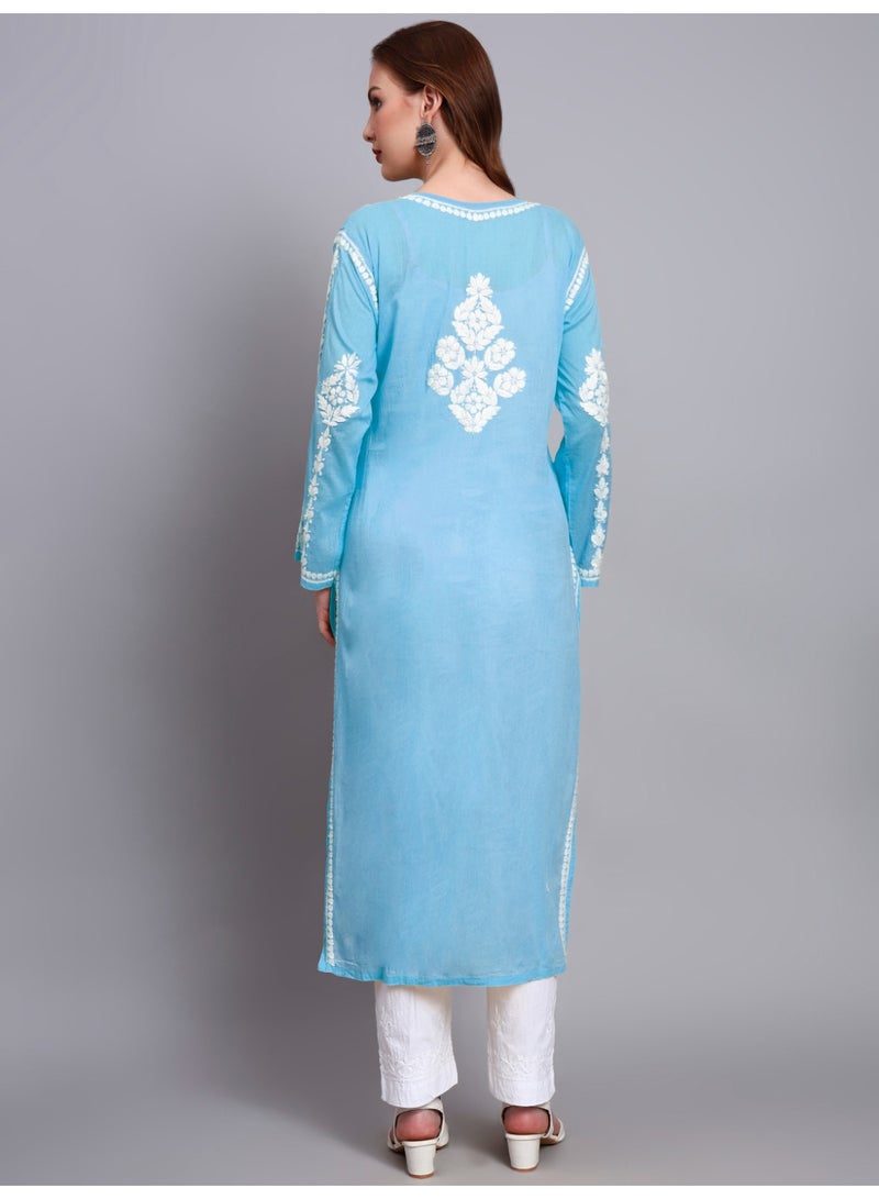 Alaya Women Hand Embroidered Chikankari Cotton Kurta -AL3723 - Image 5