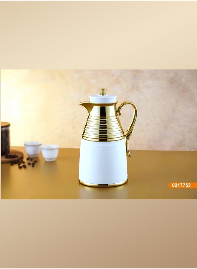 Royal Camel - Luxury Arabic Coffee Dallah - Elegant White & Gold Design - Image 1