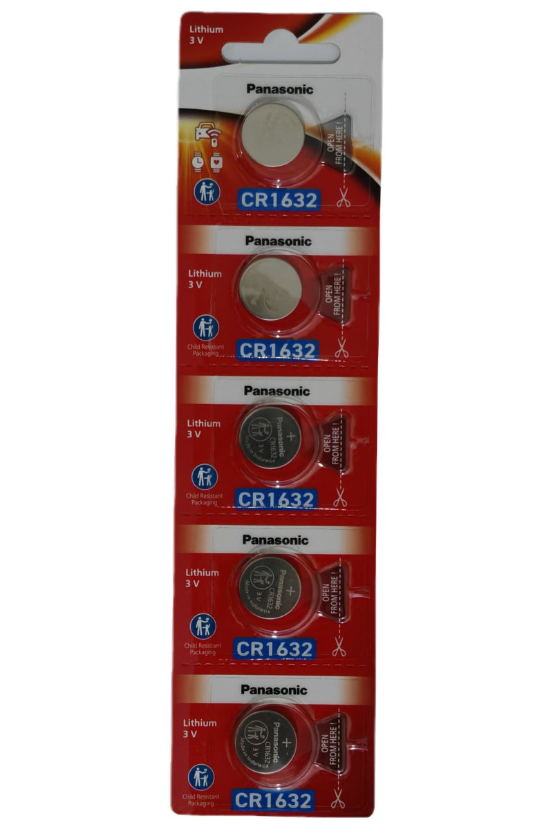 Panasonic 5-Piece CR1632 3V Lithium Coin Battery 1632 - Image 1