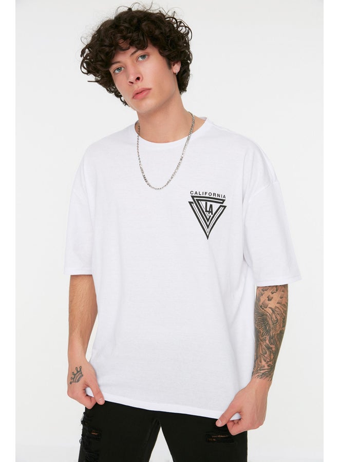 Oversize/Wide-Fit Crew Neck Short Sleeve City Printed 100% Cotton T-Shirt TMNSS20TS1102