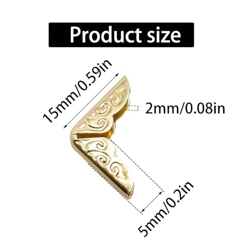 Adyoney 100Pcs 15mm / 3/5" Gold Metal Book Corner Protectors, Vintage Photo Corner Protector, for Scrapbooking, Photo Albums, Menus, and Folders, Vintage Style Book Edge Guards - Image 2