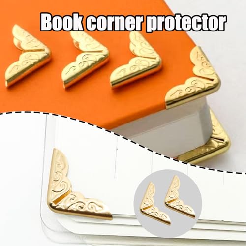 Adyoney 100Pcs 15mm / 3/5" Gold Metal Book Corner Protectors, Vintage Photo Corner Protector, for Scrapbooking, Photo Albums, Menus, and Folders, Vintage Style Book Edge Guards - Image 5
