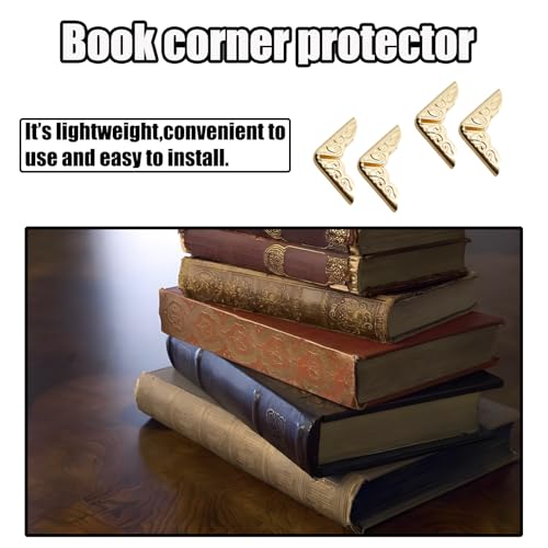 Adyoney 100Pcs 15mm / 3/5" Gold Metal Book Corner Protectors, Vintage Photo Corner Protector, for Scrapbooking, Photo Albums, Menus, and Folders, Vintage Style Book Edge Guards - Image 4
