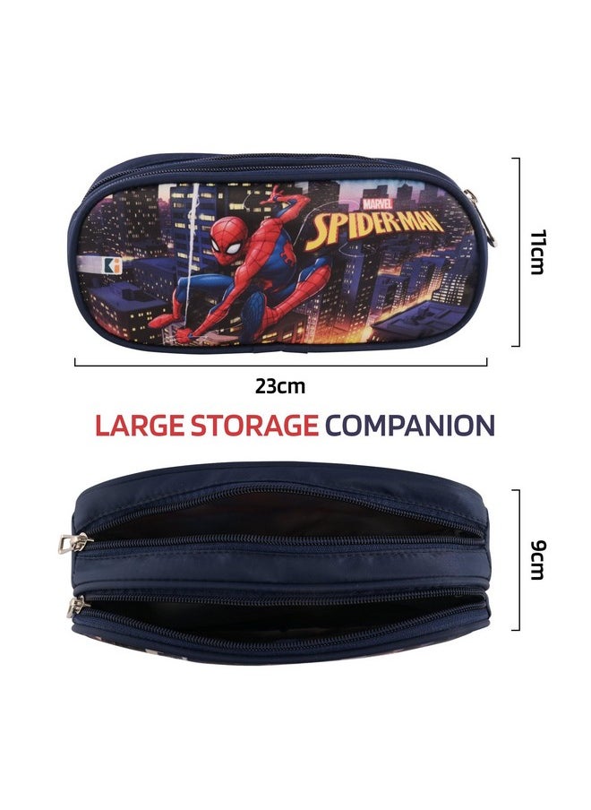 Kuber Industries - Kuber Industries Pack of 2 Pencil Pouch | Multi-Purpose Travel Pouch | Multi Utility Stationery Pouch | 2 Compartments Geometry Box | Lightweight Storage Pouch | Marvel Spider-Man City of Heros | Blue - Image 1