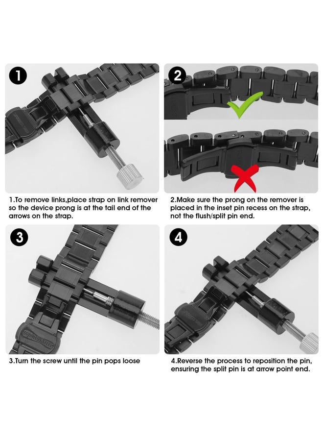 Thick Stainless Steel Watch Bands, 20mm 22mm Watch Wrist Straps Quick Release Replacement Metal Strap Butterfly Buckle Bracelet Strap Replacement Metal Watch Bracelet Deployment Clasp (20mm)