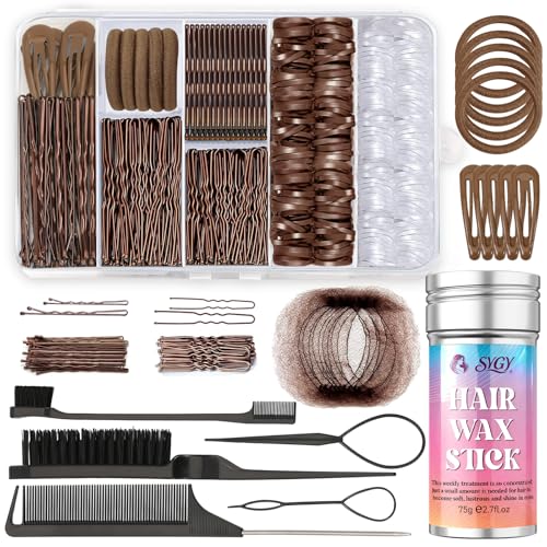 SYGY 386Pcs Ballet Hair Styling KitHair Wax Stick 200 Elastic Ties 50 Bobby Pins 50 UPins 10 Invisible Hair Bun Nets 3 CombsBrushes 2 Loop Tools Professional Dance Performance Kit wStorage Box - Image 1