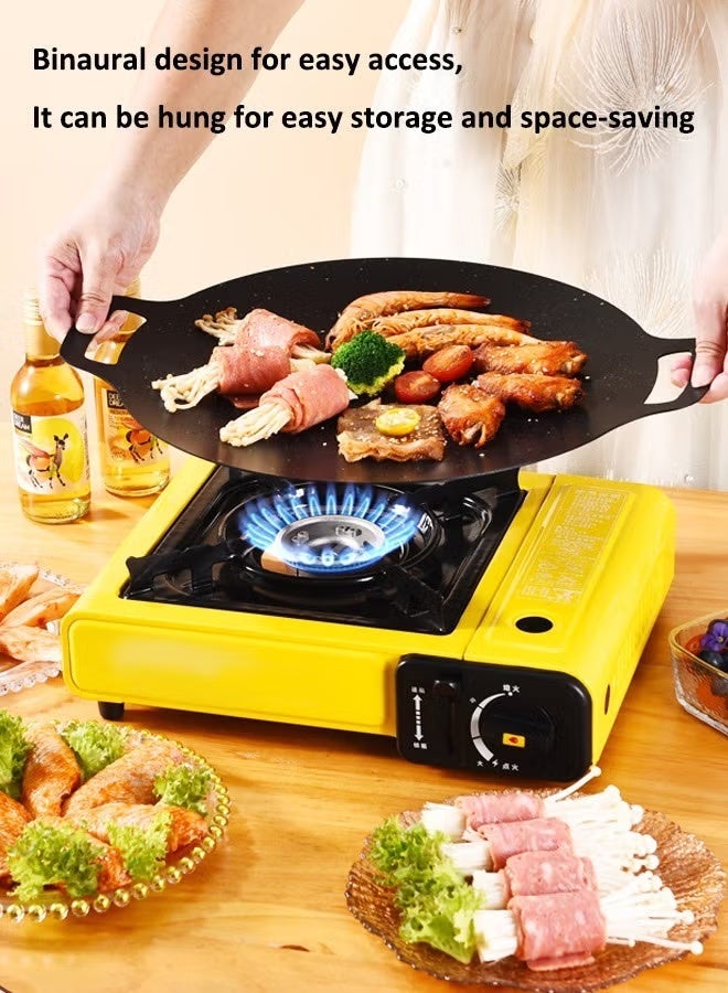 Grill Pan 30cm, Non-Stick Grill Pan, Grill Plate Barbecue Pan Outdoor Camping Grilling Durable  BBQ Grill Pan with Oil Guide Port, Multi-Function Iron Frying Pan, Suitable For Induction Cooker, Gas Stove, Electric Stove, - Image 3
