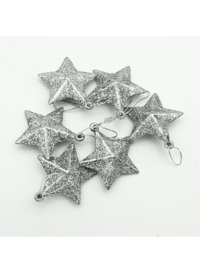 Loquat 3D Glitter Star Ornaments for Christmas Tree 3D Small Star Pendant Five Pointed Star Ornaments Hanging for Xmas Tree Home Wedding Party Pentagram Decoration
