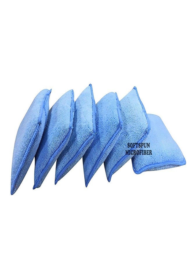 SOFTSPUN Microfiber Reusable Square Polishing Pad, 6 Pieces Set, (Sky Blue) Multipurpose. Ultra-Soft Applicator Pads with Finger Band Perfect Cleaning for car, Bike, Window, and More. - Image 2