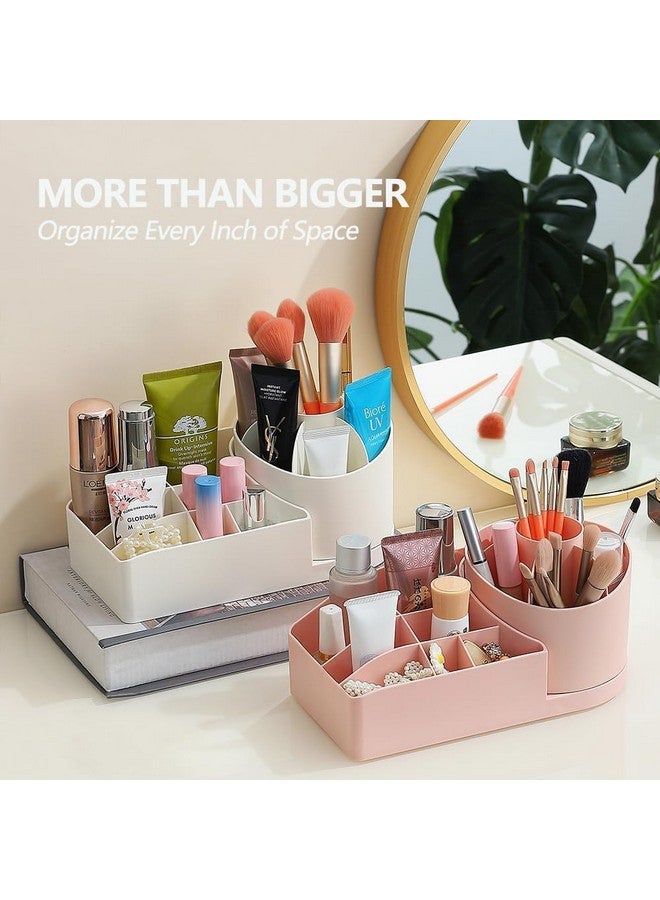 vulrian Makeup Brush Holder, 360° Rotating Desk Make up Organizers for Skin Care Products Organizer Case, Household Storage Organizer For Bedroom, Living Room (Pink) - Image 3